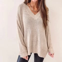 Indie Mae Clothes Lilah Taupe Sweater