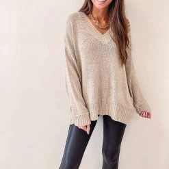Indie Mae Clothes Lilah Taupe Sweater