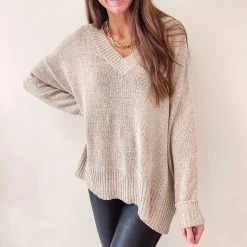 Indie Mae Clothes Lilah Taupe Sweater