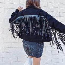 Indie Collection Black Fringe Jacket