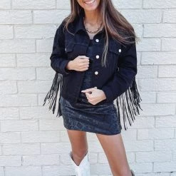 Indie Collection Black Fringe Jacket