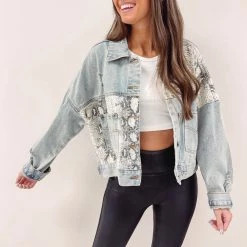 Indie Collection Snakeprint Denim Jacket
