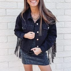 Indie Collection Black Fringe Jacket