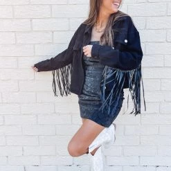 Indie Collection Black Fringe Jacket