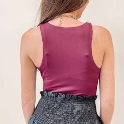 Indie Collection New Arrivals Burgundy Scuba Bodysuit