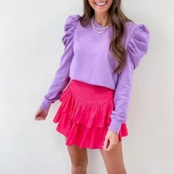 Indie Collection Lilac Puff Sleeve Top New Arrivals