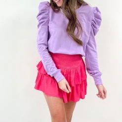 Indie Collection Lilac Puff Sleeve Top New Arrivals