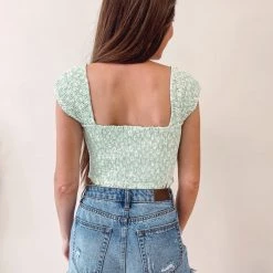 Indie Mae Mint Smocked Crop Top
