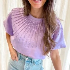 Indie Collection Lavender Pearl Burst Bubble Top - Queen Of Sparkles