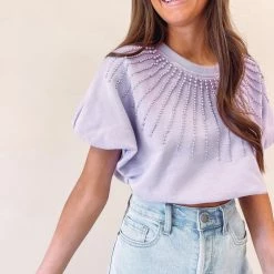 Indie Collection Lavender Pearl Burst Bubble Top - Queen Of Sparkles