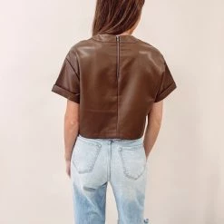 Indie Collection New Arrivals Katherine Faux Leather Top