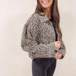 Indie Collection Jackets/Shackets/Flannels Cheetah Print Denim Jacket