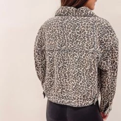 Indie Collection Jackets/Shackets/Flannels Cheetah Print Denim Jacket
