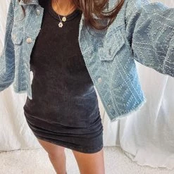 Indie Collection New Arrivals Ribbed Mini Dress - Vintage Black