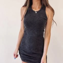 Indie Collection New Arrivals Ribbed Mini Dress - Vintage Black