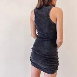 Indie Collection New Arrivals Ribbed Mini Dress - Vintage Black