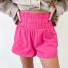 Indie Collection Smocked Athletic Shorts - Hot Pink