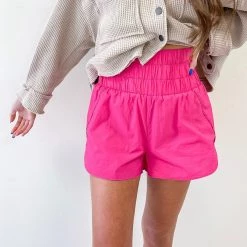 Indie Collection Smocked Athletic Shorts - Hot Pink