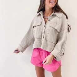 Indie Collection New Arrivals Paige Shacket - Taupe
