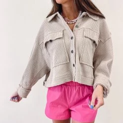Indie Collection New Arrivals Paige Shacket - Taupe
