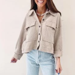 Indie Collection New Arrivals Paige Shacket - Taupe