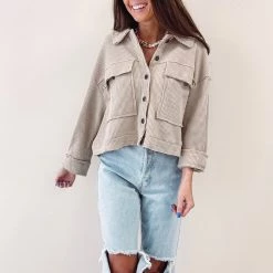 Indie Collection New Arrivals Paige Shacket - Taupe
