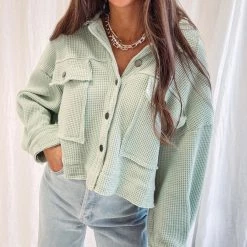 Indie Collection Paige Shacket - Pistachio