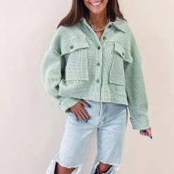 Indie Collection Paige Shacket - Pistachio
