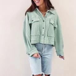 Indie Collection Paige Shacket - Pistachio