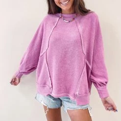 Indie Collection Vacay Collection Lavender Terry Pullover