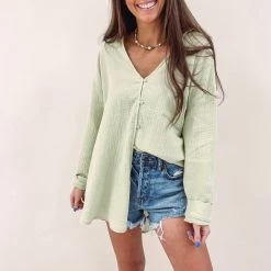 Indie Collection Lime Gauze Button Up Vacay Collection