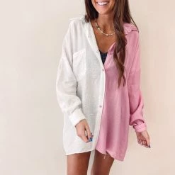Indie Collection Vacay Collection Two Toned Button Up