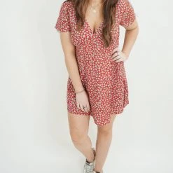 Indie Mae Red Floral Mini Dress