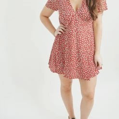 Indie Mae Red Floral Mini Dress