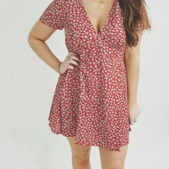 Indie Mae Red Floral Mini Dress
