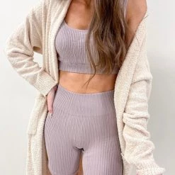 Indie Collection Khloe Ribbed Set - Taupe Sets