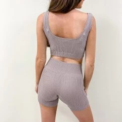 Indie Collection Khloe Ribbed Set - Taupe Sets