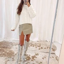 Indie Collection New Arrivals Croc Print Mini Skirt - Taupe