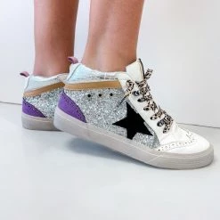 Indie Collection Silver Sparkle Mid Top Sneakers