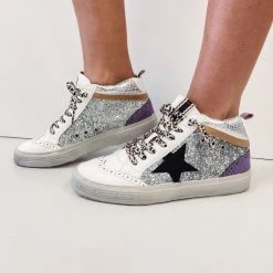 Indie Collection Silver Sparkle Mid Top Sneakers
