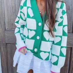 Indie Collection Heart Knit Jacquard Cardigan New Arrivals