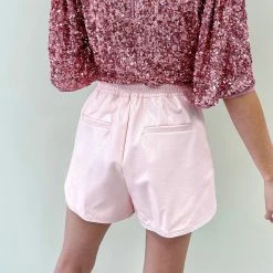 Indie Collection Pink Leather Shorts