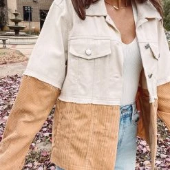 Indie Collection Two Toned Tan Cord Jacket