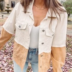 Indie Collection Two Toned Tan Cord Jacket