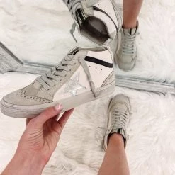 Indie Collection Off White Mid Top Sneakers