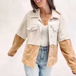 Indie Collection Two Toned Tan Cord Jacket