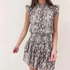 Indie Collection Snakeprint Smocked Dress
