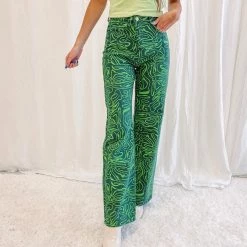 Indie Collection Green Printed Pants New Arrivals