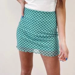 Indie Collection Green Daisy Mini Skirt New Arrivals