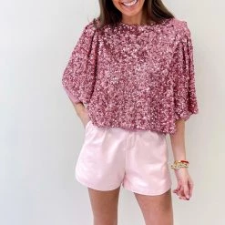 Indie Collection Pink Leather Shorts